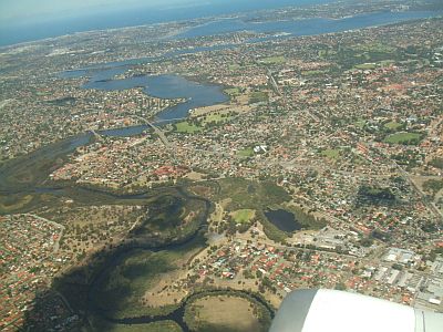 Perth Swan River schlaengelt sich zum Meer